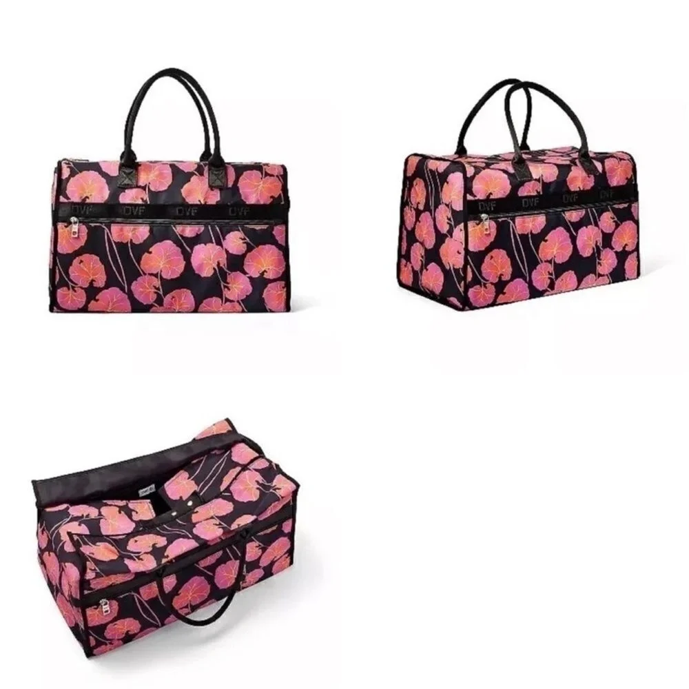 DVF for Target Pink Geranium‎ Leaf Pattern Overnight Weekender Travel Bag NWT